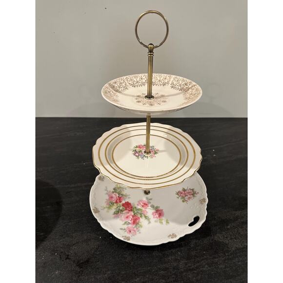 Three Tier Vintage China Cupcake‎ Stand - Picture 1 of 5